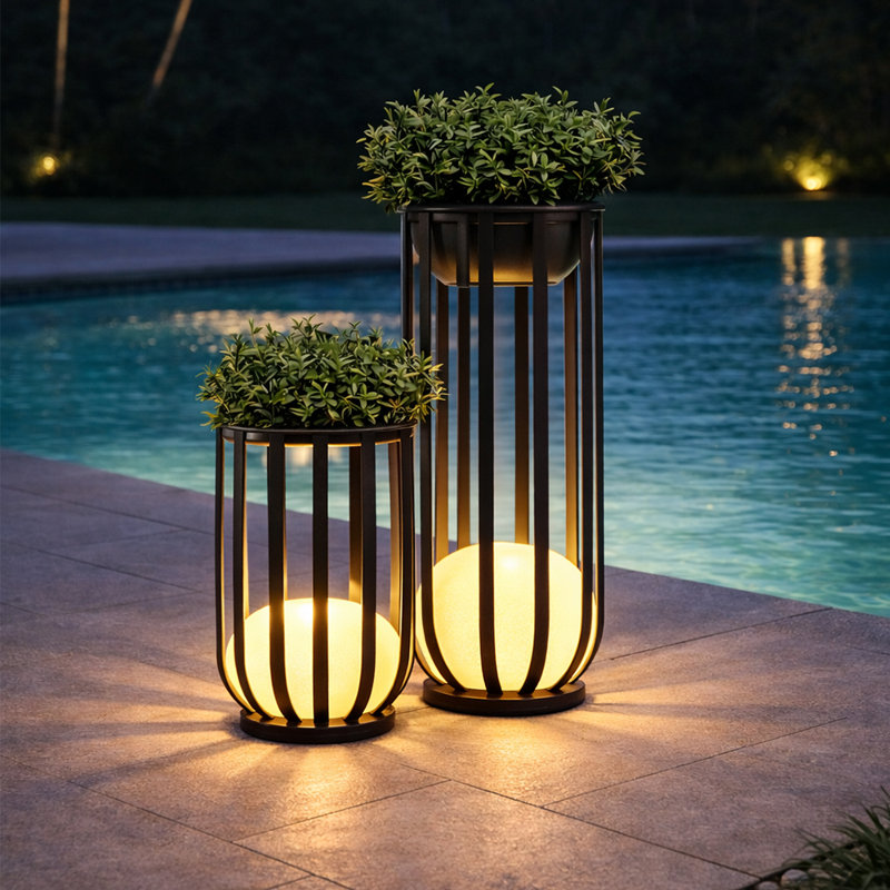 Ensemble de 2 lampes sur pied à DEL à énergie solaire pour jardin, hôtel et cour arrière, Paquet de 2