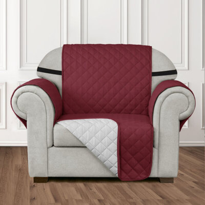 Quilted Reversible with Pockets and Adjustable Strap Box Cushion Armchair Slipcover