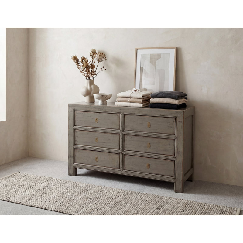 120cm W 6 - Drawer Chest of Drawers, Pewter Grey