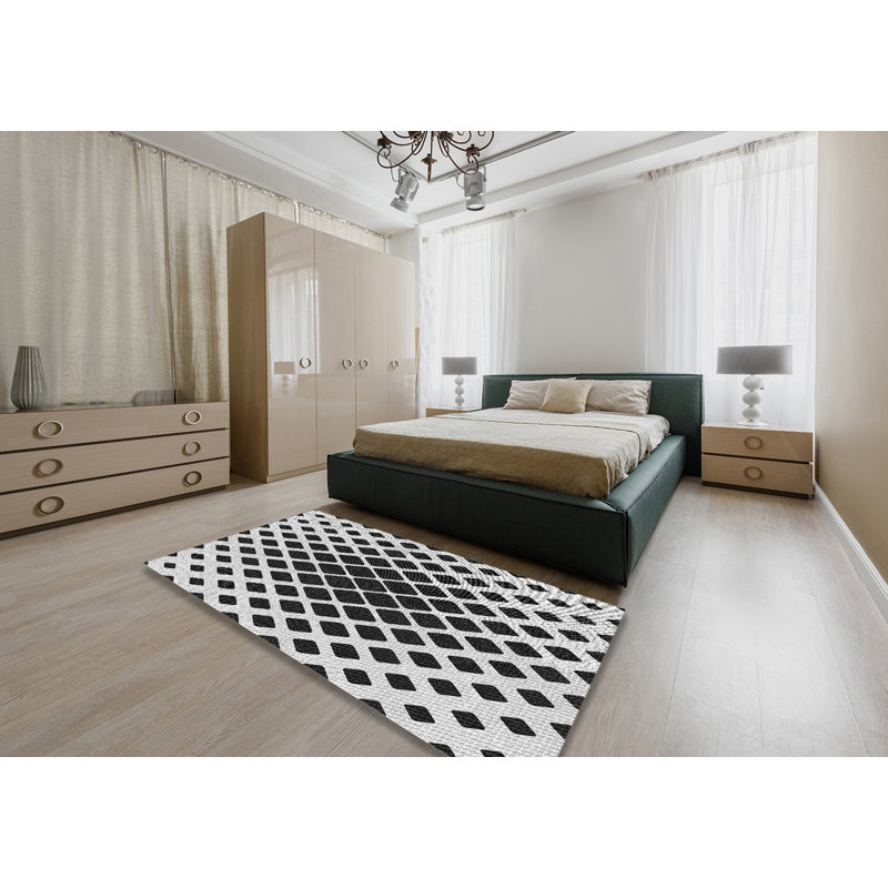 Tapis noir à motif géométrique Kisner, Rectangle 4 pi x 6 pi