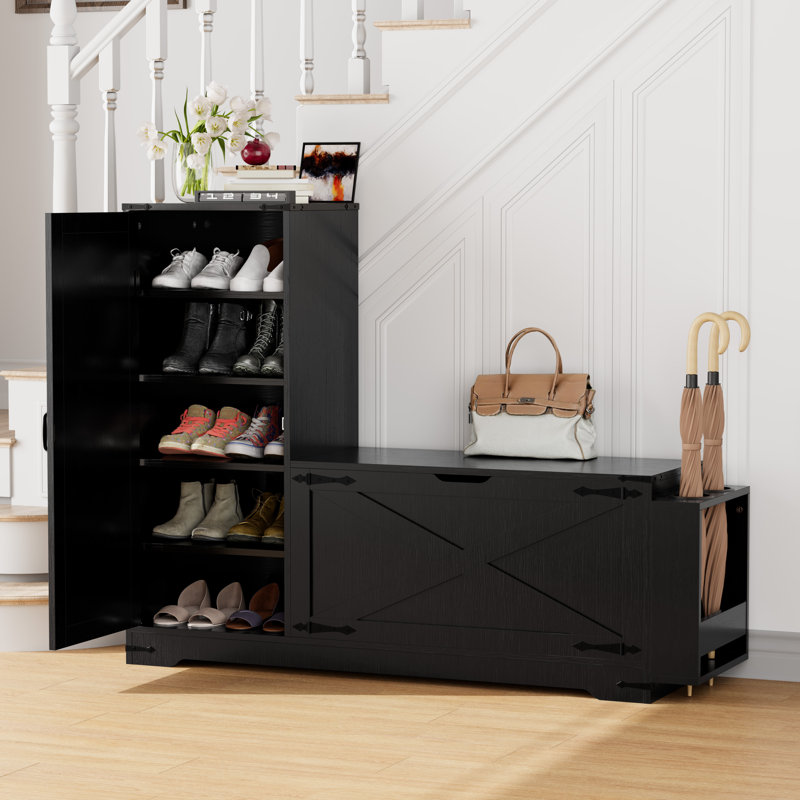 Banc à chaussures 52 po, Noir