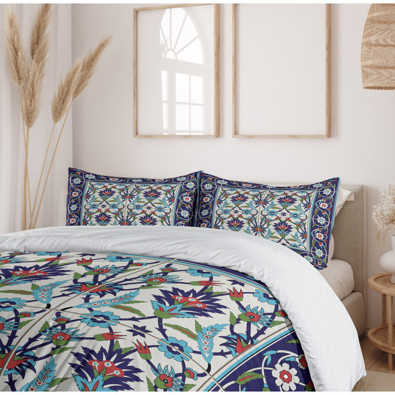Queen Size Multicolor Turkish Pattern Duvet Cover Set