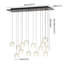Luminaire suspendu carré / rectangulaire à 14 lumières pour îlot de cuisine Rowhn