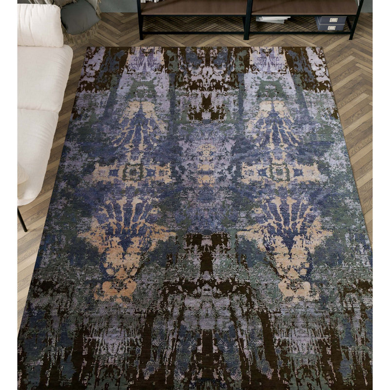 Tapis rectangulaire noué à la main, Rectangle de 5 pi x 8 pi