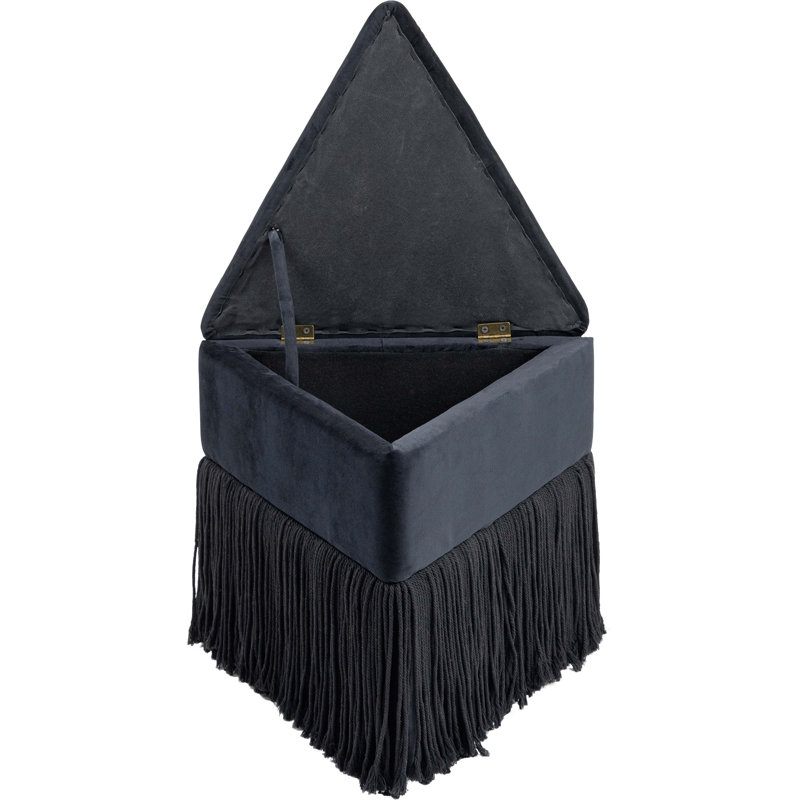 Keyia Velvet Ottoman / Stool, Black Velvet