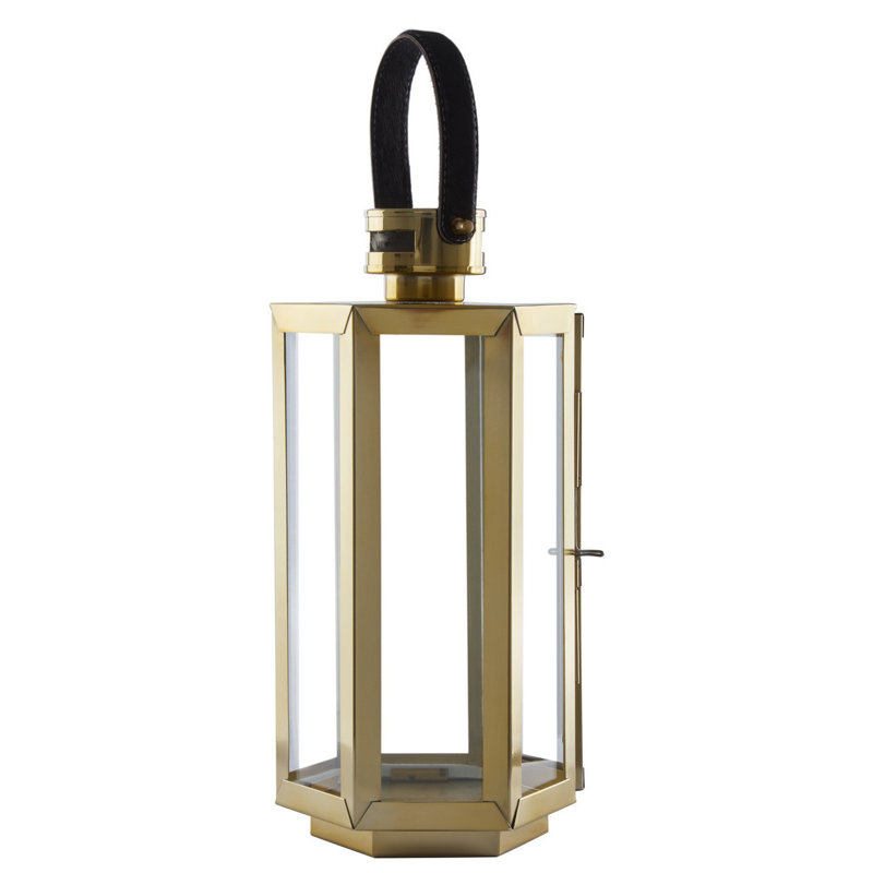 Francesca Tabletop Lantern, Gold, 50 cm H x 19 cm W x 19 cm D