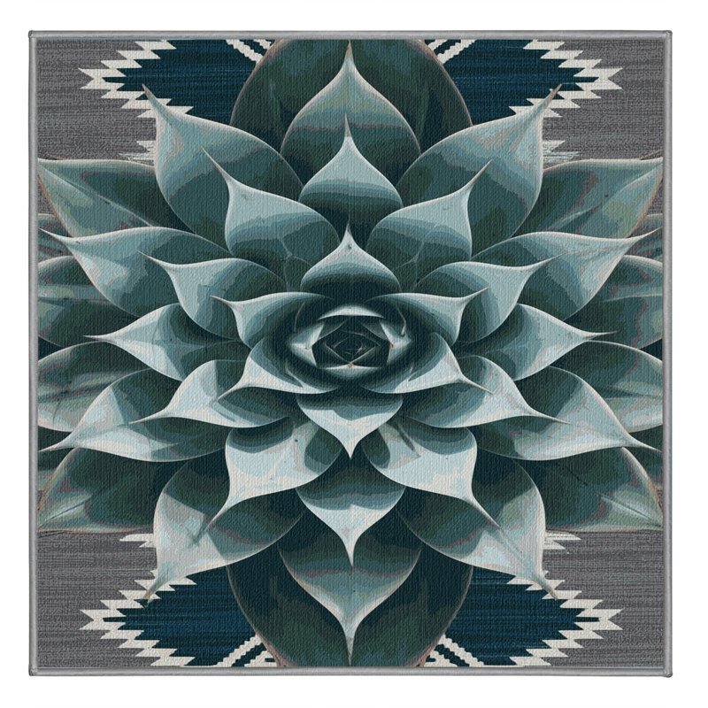  Tapis lavable Agave Plant Southwestern, Carré 6 pi