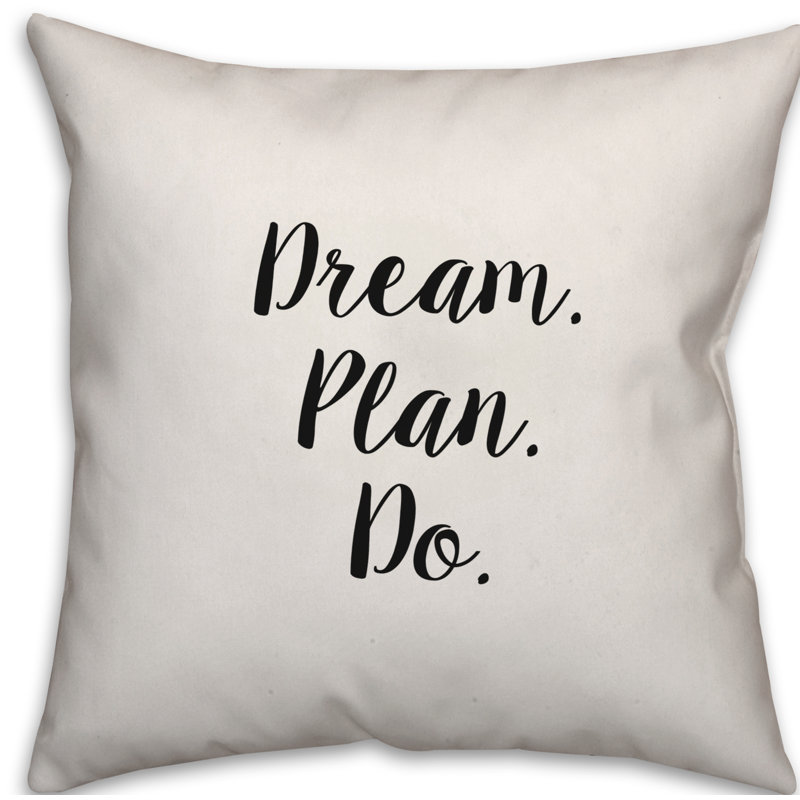  Rêve. Plan. Do. Coussin décoratif, 16 po x 1 po