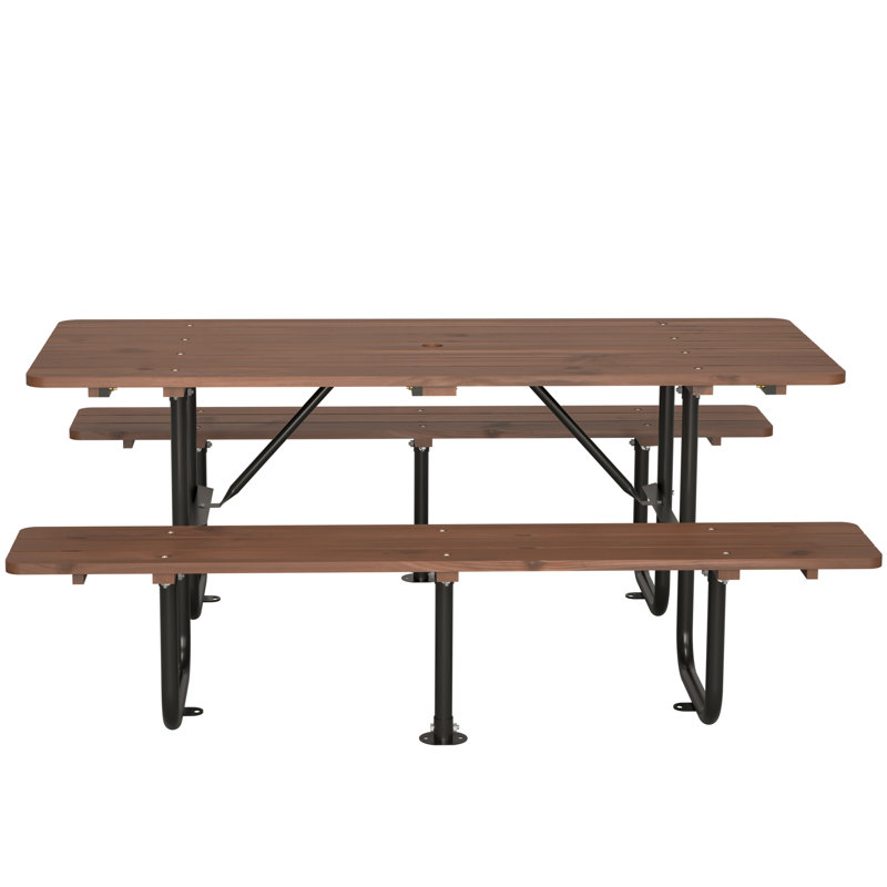 Picnic Table With Metal Frame, Brown