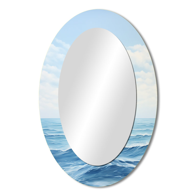 Oceans Infinity Dreamscape II - Large Oval Wall Mirror On Metal, 36" x 24"