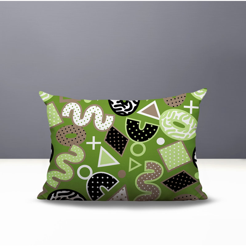 Coussin lombaire réversible intérieur / extérieur Zyra, Rectangle H 14 po x l 20 po, Chartreuse