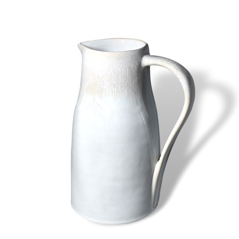 Lily Valley Stoneware Pitcher, 9.5" H x 4" W