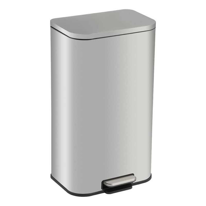 Poubelle en acier inoxydable avec couvercle à fermeture en douceur et seau amovible pour la cuisine, 8, Argent argent