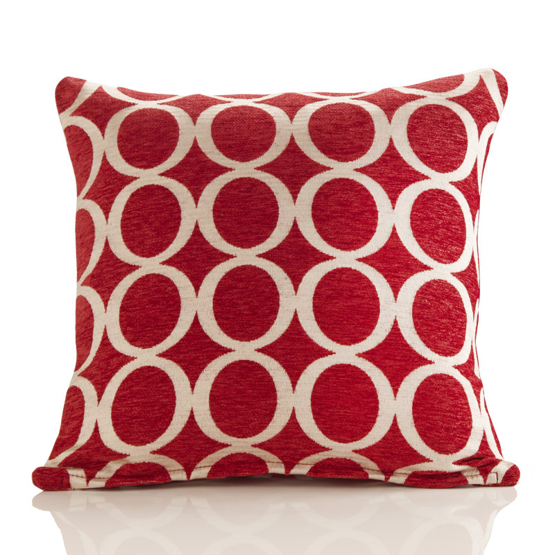 Broward Geometric Square Cushion, Red/Cream