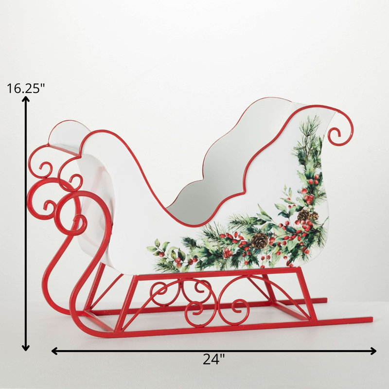 24" Christmas Metal Sleigh Table Display, Multicolor
