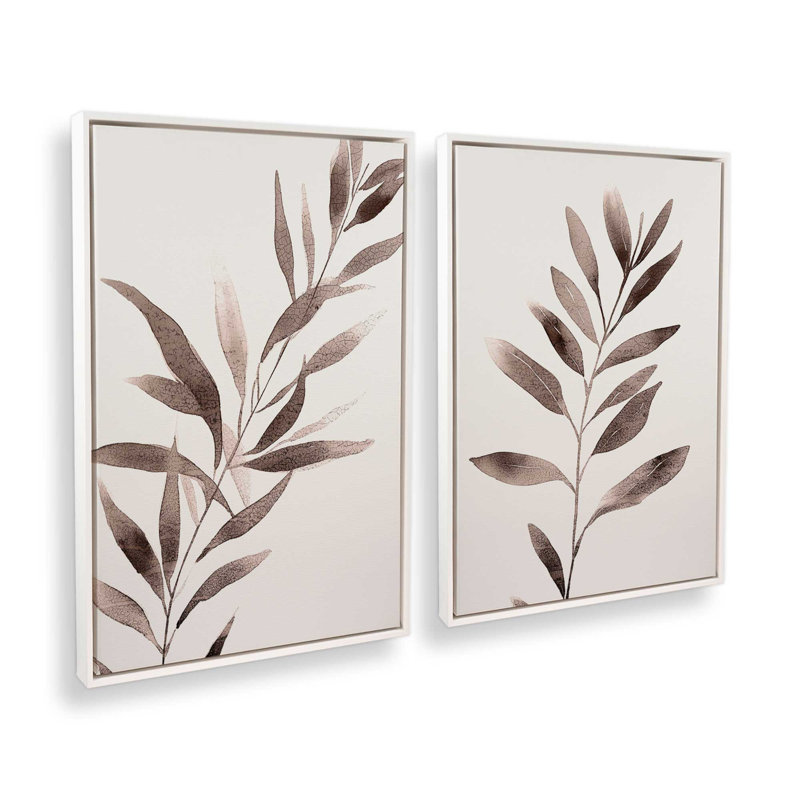 2 - Pièces sur toile, Rose, Cadre opaque blanc, H 14 po x l 10 po