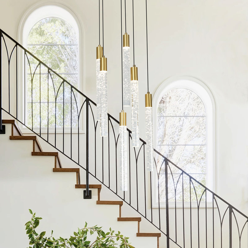 Luminaire suspendu en cristal Eliandra, Laiton, Six lumières