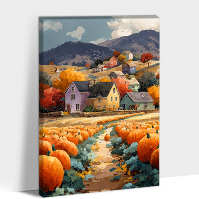 GUTTATY, images d'automne, art mural sur toile, citrouilles de campagne, érable rustique d'automne, décoration de campagne, toile tendue pour salon, chambre de l'Action de grâce, 24 po x 32 po