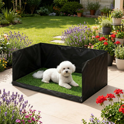 Foldable Indoor Dog Potty Tray With High Walls, Artificial Grass & Waterproof Liner, 15.7X23.6X35.4In Litter Box, For Puppies & Small/Medium Dogs