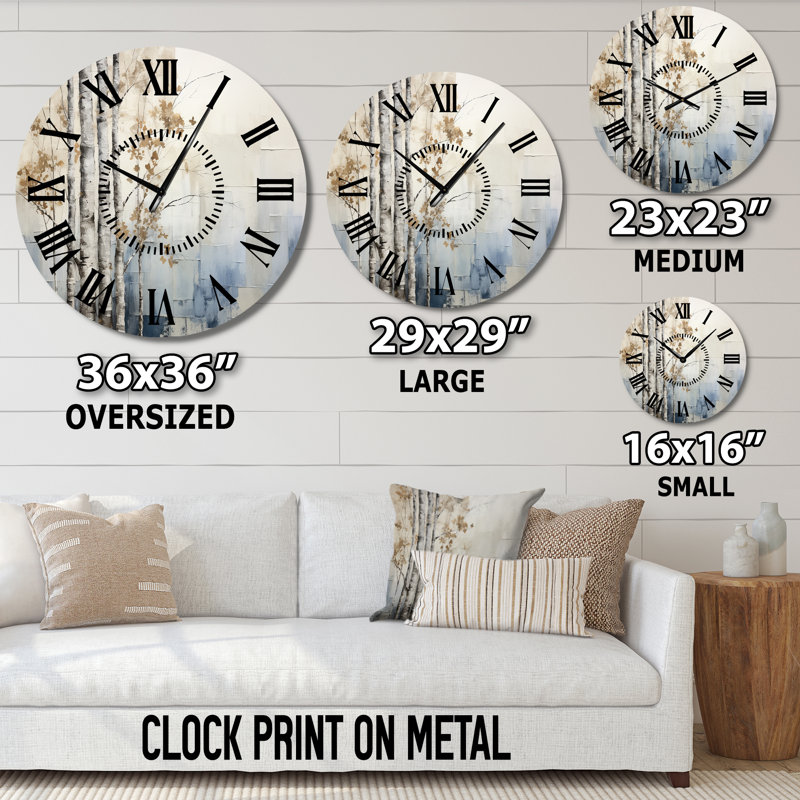 Horloge murale forêt bleue et blanche Harmony Winter Face, Surdimensionné