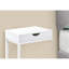 Table d'appoint pour salon et chambre, stratifié blanc et structure en métal avec rangement latéral moderne, construction de surface pour chambre