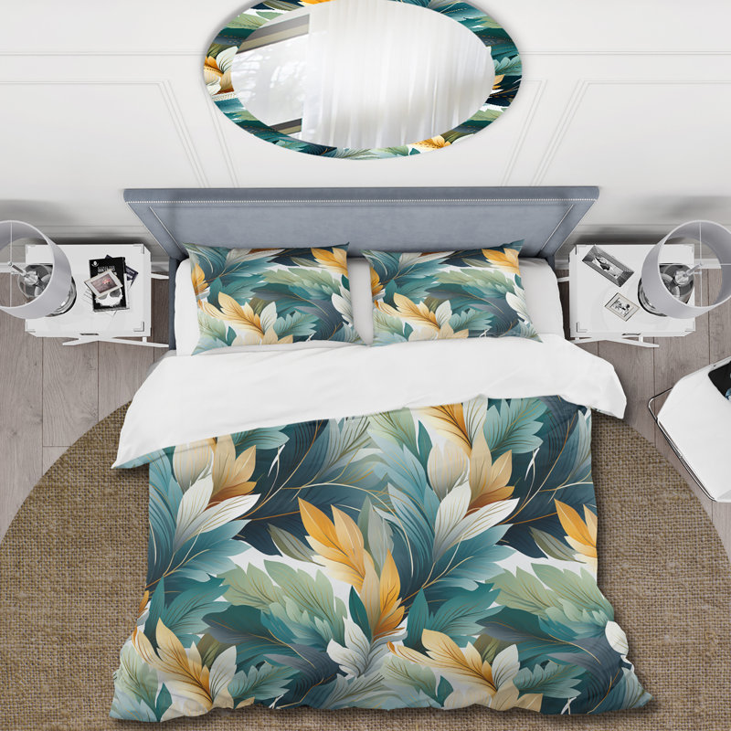 Jungle Tropical Plams Composition - Ensemble de housse de couette tropical, Housse de couette pour très grand lit et 2 très