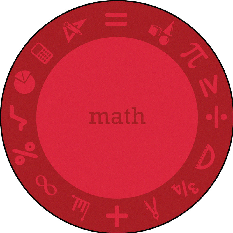 Tapis rouge Steam Math par Joy Carpets, Rond 5 pi 4 po