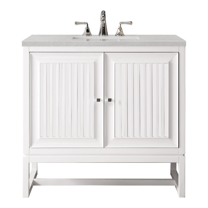 Athens 36'' W Single Vanity, Carrara White, Glossy White, 8" Widespread