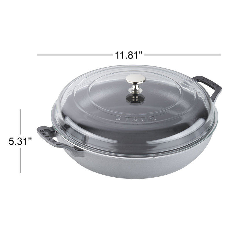 Cast Iron 3.59-qt Braiser with Glass Lid, Graphite Gray