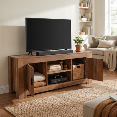 Tv Stand For Tvs Up To 65" With Storage Cabinets, Farmhouse Entertainment Center