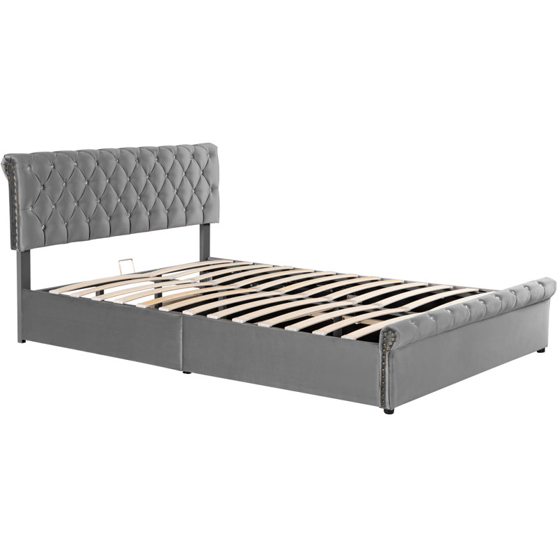 Petersville Upholstered Ottoman Storage Bed, European Double (140 x 200cm)