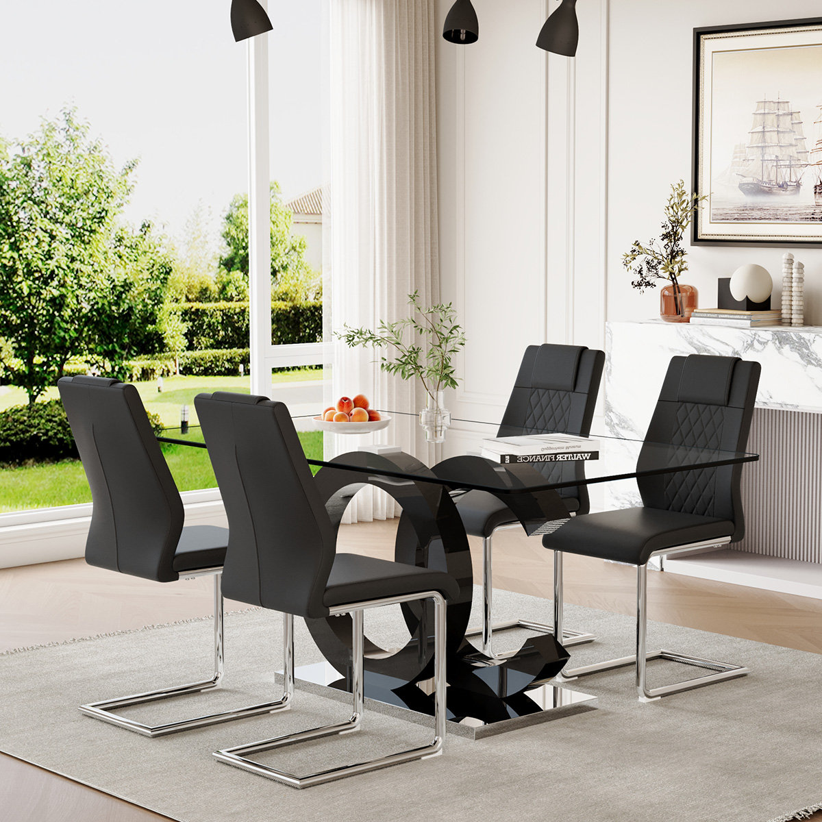 Ivy Bronx 5Piece Glass Top Dining Table Sets Wayfair