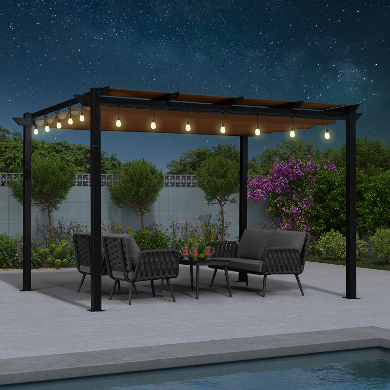 4m x 3m Metal Pergola, Beige