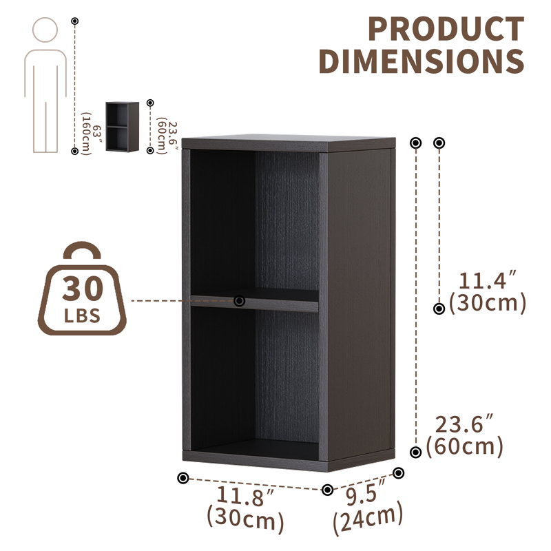 Bibliothèque à 2 tablettes - Étagère de rangement ouverte à 2 niveaux, petit espace de rangement robuste pour le salon, la chambre à coucher, le bureau