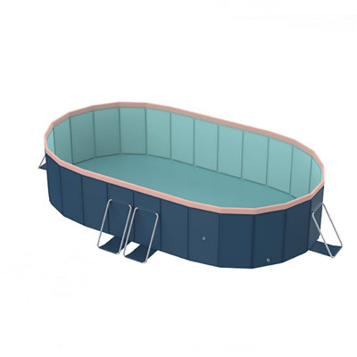 Oval Free-Flowing Garden PVC Pool Navy Blue