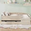 Cadre de lit de jour entièrement rembourré avec 2 tiroirs de rangement et dossier confortable, beige