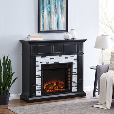 Toddington Marble Fireplace w/ Criss-Cross Electric Firebox