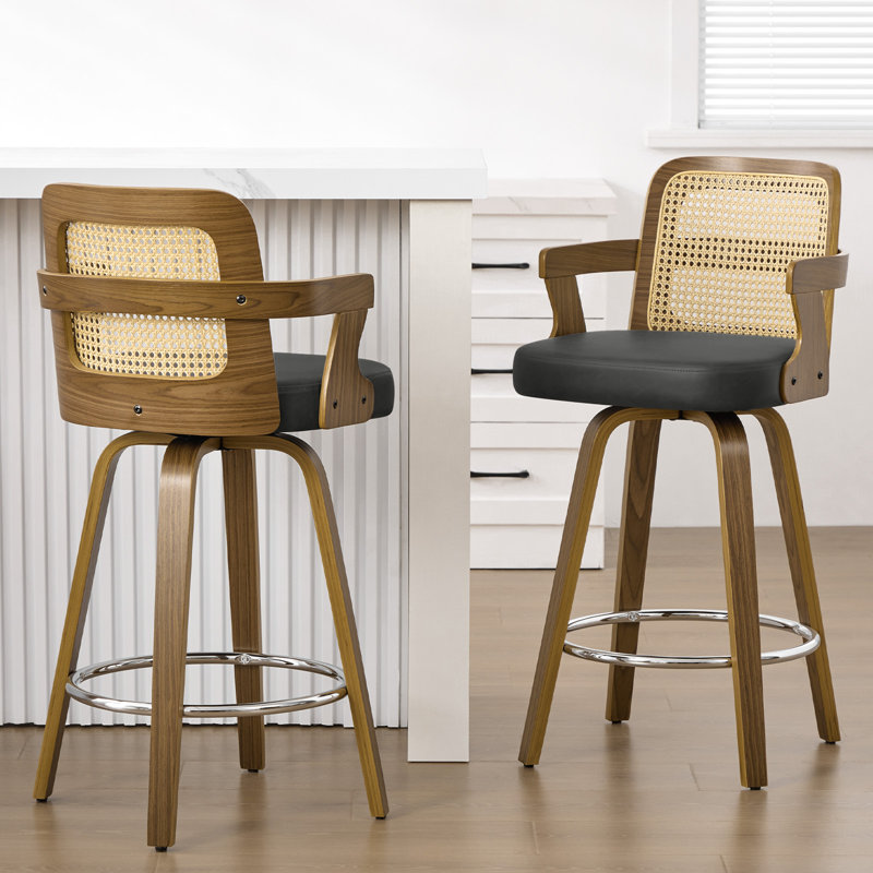 Tabouret de bar et de comptoir rembourré avec accoudoirs, Gris foncé, 2