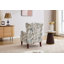 Chaise d'appoint moderne à motif floral, fauteuil rembourré à oreilles en bois rétro, canapé simple confortable pour le bureau de la chambre à coucher-215133641