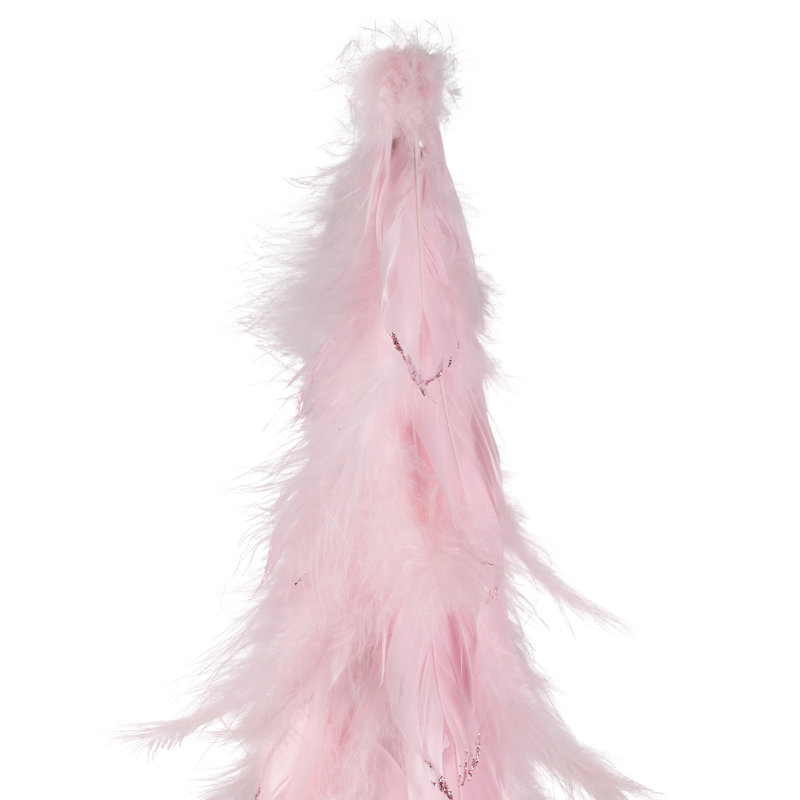 Layered Wispy Feather Cone Tree Christmas Decoration, 19.5" H x 7" W x 7" D, Pink