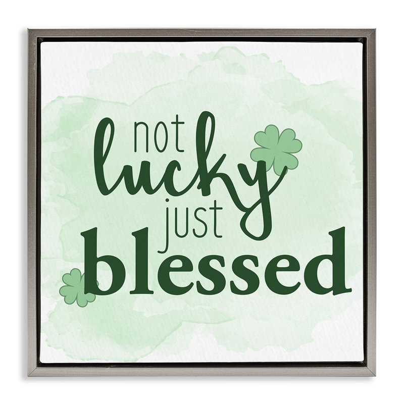Trèfles verts Just Blessed, Cadre flottant gris lustré, H 18 po x l 18 po