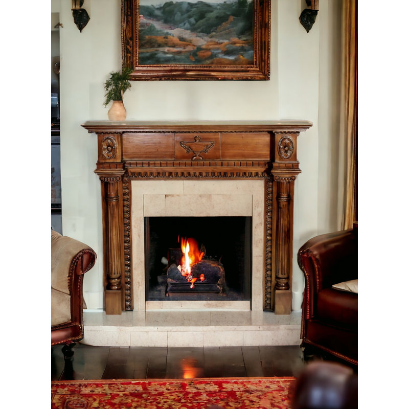 Regency Hand Carved Solid Wood Fire Surround, Walnut, Walnut