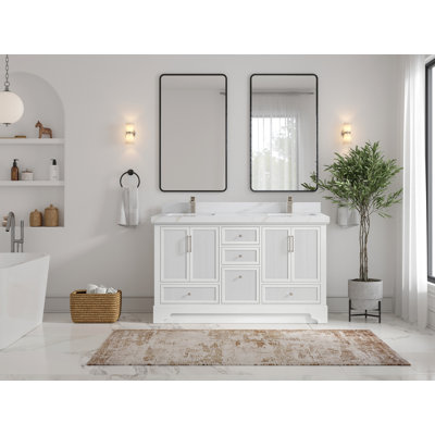 Ensemble de meuble-lavabo double 60 po avec plateau Alys