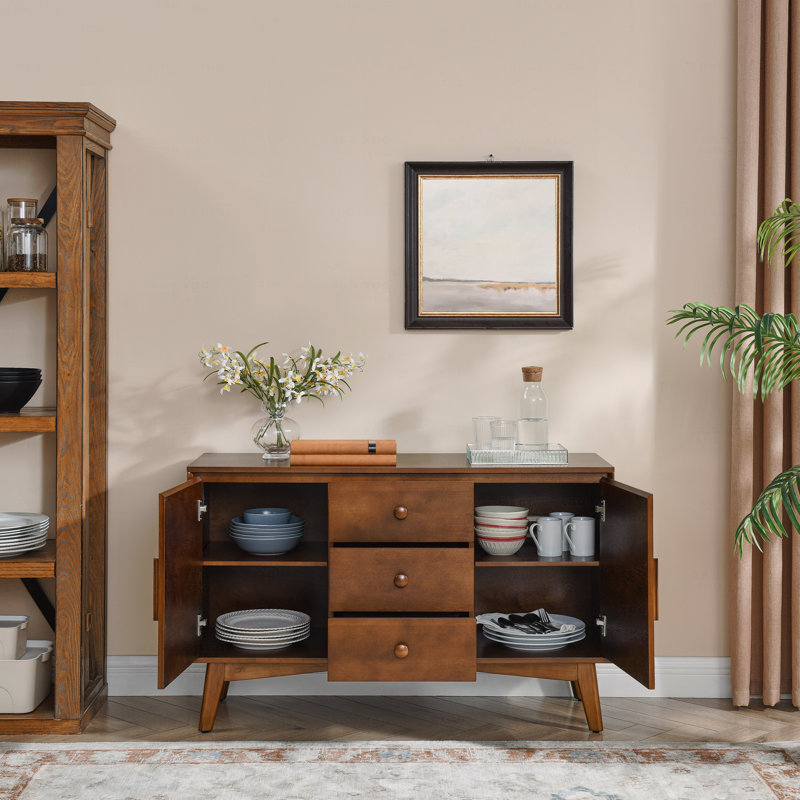 Console 47,3 "Mid Century Modern Buffet, avec rangement, 2 portes et 3 tiroirs pour la cuisine