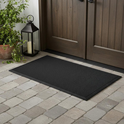 Tapis de porte d'extérieur en caoutchouc noir 18 po x 47 po