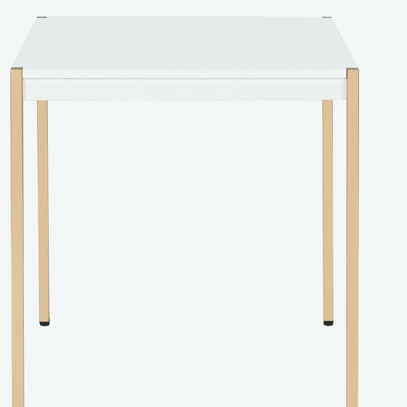 White and gold square side table