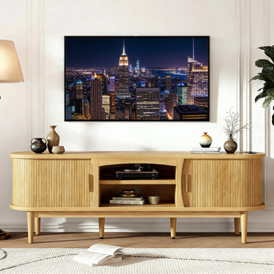 Meuble télé 69 po avec prises de courant Mid-Century Modern