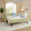 Lit de jour simple adorable en forme de vague en tissu de lin Vichy douillet ， avec port USB gigogne ， Aucun sommier nécessaire-921835025