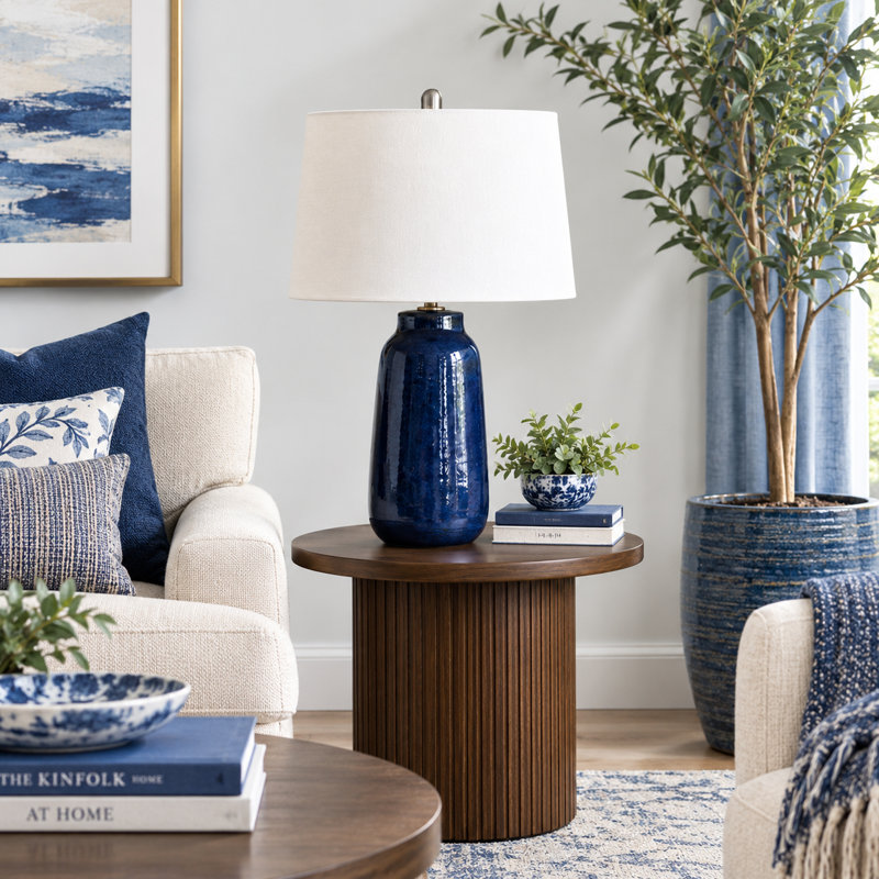 Sirocco 27" Falling Blue Ceramic Table Lamp