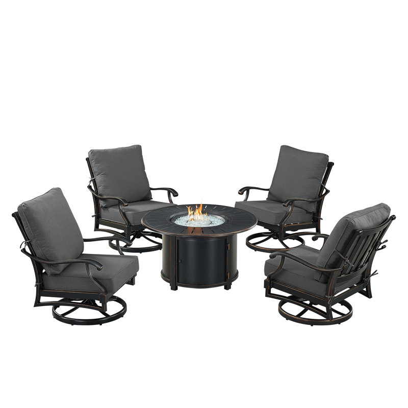 Ensemble de conversation d'extérieur pour 4 personnes avec coussins Paiden, Noir